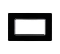 Placca Compatibile Con Bticino Living, Placca Cristallo Effetto Vetro, 1 Pezzo (4 Posti/Moduli,Nero)