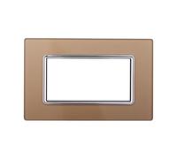 Placca Compatibile Con Bticino Living, Placca Cristallo Effetto Vetro, 1 Pezzo (4 Posti/Moduli,Oro)