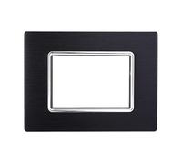 Placca Compatibile Con Bticino Living, Placca Metallo In Alluminio, 1 Pezzo (3 Posti/Moduli,Nero)
