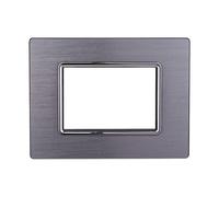 Placca Compatibile Con Bticino Living, Placca Metallo In Alluminio, 1 Pezzo (3 Posti/Moduli,Silver Lucido)