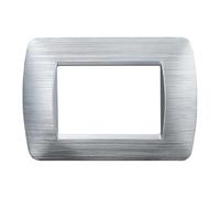 Placca Compatibile Con Bticino Living, Placca Plastica Satinato, 1 Pezzo (3 Posti/Moduli,Silver Satinato)