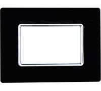 Placca Compatibile Con Bticino Matix, Placche Cristallo Con Effetto Vetro, 1 Pezzo (3 Posti/Moduli,Nero)
