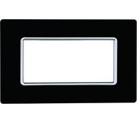 Placca Compatibile Con Bticino Matix, Placche Cristallo Con Effetto Vetro, 1 Pezzo (4 Posti/Moduli,Nero)