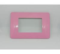 PLACCA COMPATIBILE CON VIMAR PLANA IN METALLO COLORE ROSA FIORE 3 4 7 POSTI PLACCHETTA (7 POSTI)