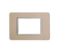 Placca Compatibile Con Vimar Plana, Placche Cristallo Con Effetto Vetro, 1 Pezzo (3 Posti/Moduli,Oro)
