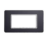 Placca Compatibile Con Vimar Plana, Placche Cristallo Con Effetto Vetro, 1 Pezzo (4 Posti/Moduli,Acciaio Scuro)