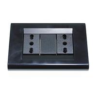 Placca compatibile più Supporto con 2 biprese NERA Living Classica