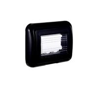 Placca con Coperchio, Supporto Stango Idrobox IP55, Compatibile con Bticino Living Light, Coperchio Modulo Cassetta (3 Posti/Moduli,Nero)