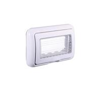 Placca con Coperchio, Supporto Stango Idrobox IP55, Compatibile con Bticino Living Light, Coperchio Modulo Cassetta (4 Posti/Moduli,Bianco)