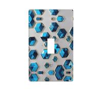 Placca copri interruttore blu con stampa di esagoni e diamanti, piastra da parete singola per interruttore della luce