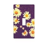 Placca copri interruttore con stampa di margherite viola, 1 banda piastra di copertura per interruttore della luce a levetta singola