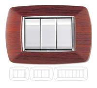 PLACCA COPRINTERRUTTORE LEGNO SCURO 'MYLIFE' 4 moduli