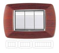 Placca Coprinterruttore Legno Scuro Mylife 4 Moduli Ec Elettrocanali