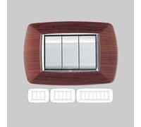 PLACCA COPRINTERRUTTORE LEGNO SCURO MYLIFE 4 moduli Interruttori Placche Mylife