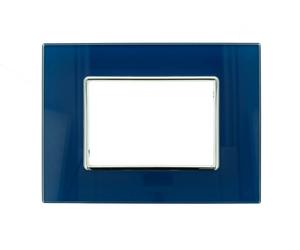 Placca Cristal 503 3M Moduli Blu Capri Compatibile Bticino Axolute SD21003-4VT