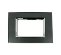 A2ZWORLD Placca da 3 moduli - Compatibile con Bticino Living - Cristallo effetto vetro (Acciaio scuro)