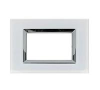 Placca Da 3 Moduli/Posti, Compatibile Con Bticino Living, Placca Cristallo Effetto Vetro (Bianco)