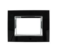 Placca Da 3 Moduli/Posti, Compatibile Con Bticino Living, Placca Cristallo Effetto Vetro (Nero)