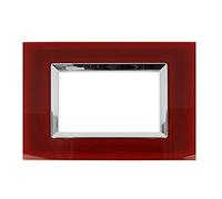 A2ZWORLD Placca 3 moduli Compatibile Bticino Living Cristallo effetto vetro Rosso Pompeiano