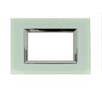 Placca Da 3 Moduli/Posti, Compatibile Con Bticino Living, Placca Cristallo Effetto Vetro (Verde Biancastro)