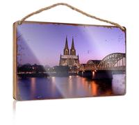 Placca da appendere con scritta "Twilight Serenity: A Bridge Over Reflective Waters" con cartello gotico in legno, stile vintage, accessorio da scrivania per uomo (15 x 28 cm)