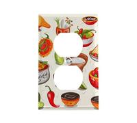 Placca da parete a 1 gang singola a levetta decorativa per interruttore della luce con simboli della salsa messicana infrangibile, copertura per presa di corrente in metallo, piastra da parete per