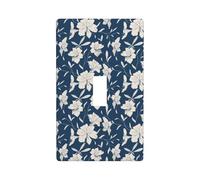 Placca da parete a forma di gigli, blu navy, 1 banda, dimensioni standard 11,4 x 7 cm, copertura decorativa per interruttore della luce, in policarbonato termoplastico