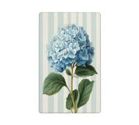 Placca da parete bianca con ortensia blu su strisce verdi e crema a levetta singola, decorativa, 1 banda, per cucina, camera da letto, bagno, dimensioni 11,4 x 7 cm