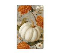 Placca da parete bianca con zucca e fiori d'arancio a levetta singola, decorativa, 1 banda, per cucina, camera da letto, bagno, dimensioni 11,4 x 7 cm