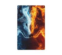 Placca da parete bianca e blu a forma di testa di lupo fantasy, con interruttore singolo, decorativa, 1 banda, per cucina, camera da letto, bagno, dimensioni 11,4 x 7 cm