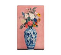 Placca da parete bianca e blu cinese, con motivo floreale cinese, con interruttore singolo, decorativo, 1 banda, per cucina, camera da letto, bagno, dimensioni 11,4 x 7 cm