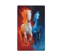 Placca da parete bianca e blu con cavalli, a levetta, decorativa, 1 banda, per cucina, camera da letto, bagno, dimensioni 11,4 x 7 cm