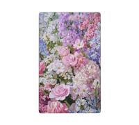 Placca da parete bianca e blu con motivo floreale singolo a levetta, decorativa, 1 banda, per cucina, camera da letto, bagno, dimensioni 11,4 x 7 cm