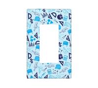 Placca da parete blu con righello con stampa matematica, 1 gang piastre da parete, dimensioni standard 11,2 x 6,9 cm, copertura decorativa per interruttore della luce, in policarbonato termoplastico