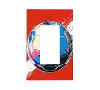 Placca da parete classica per interruttore della luce a forma di pallone da calcio, colore rosso, bianco e blu, copertura a bilanciere singolo, 1 banda, decorazione per presa di casa, cucina, camera