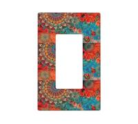 Placca da parete colorata con mandala, 1 gang, dimensioni medie, 12,7 x 7,6 cm, copertura decorativa per interruttore della luce, in policarbonato termoplastico