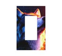 Placca da parete colorata con volto di lupo che guarda verso l'alto, copertura per piastra frontale a bilanciere singolo, 1 banda, decoratore, prese, coperture per casa, cucina, camera da letto, bagno