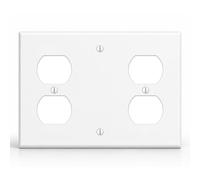 Placca da parete combinata a 3 moduli, doppia uscita duplex, difficile da trovare, piastra da parete in metallo bianco, copertura di uscita, configurazione 2 duplex, piastra a parete multi uscita