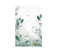 Placca da parete con 1 interruttore della luce, placca da parete a levetta singola, rami di eucalipto, foglie di eucalipto, infrangibile, in materiale termoplastico, decorazione per bagno e camera da