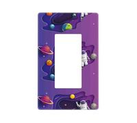 Placca da parete con astronauta in missione nello spazio, 1 banda senza viti, dimensioni standard 11,7 x 7,1 cm, copertura decorativa per interruttore della luce, in policarbonato termoplastico