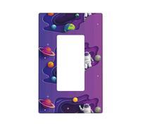 Placca da parete con astronauta in missione nello spazio, 1 gang piastre da parete, dimensioni standard 11,2 x 6,9 cm, copertura decorativa per interruttore della luce, in policarbonato termoplastico