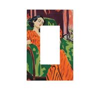 Placca da parete con bella donna che si rilassa sulla poltrona con interruttore della luce a bilanciere singolo, 1 banda, decorazione per presa di corrente per casa, cucina, camera da letto, bagno