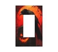 Placca da parete con corvo gotico su pietra tombale con luna rossa, copertura per piastra frontale a bilanciere singolo, 1 banda, decorazione per presa di casa, cucina, camera da letto, bagno