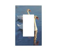Placca da parete con due cigni nell'acqua, piastra frontale per interruttore della luce a bilanciere singolo, 1 banda, decoratore, prese, coperture per casa, cucina, stanza, bagno