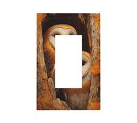 Placca da parete con due gufi nella cavità dell'interruttore della luce, copertura per piastra frontale a bilanciere singolo, 1 banda, decoratore, prese, coperture per casa, cucina, stanza, bagno