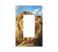 Placca da parete con due leoni maschi che riposano insieme, piastra frontale per interruttore della luce a bilanciere singolo, 1 banda, decorazione per presa di casa, cucina, camera da letto, bagno