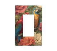 Placca da parete con due pappagalli su un ramo e fiori, piastra frontale per interruttore della luce a bilanciere singolo, 1 banda, decorazione per presa di casa, cucina, camera da letto, bagno