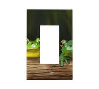 Placca da parete con due rane verdi, copertura per interruttore, 1 uscita, presa elettrica, piastra a parete, per cucina, camera da letto, decorazione