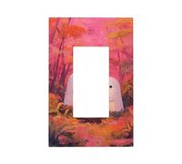 Placca da parete con due simpatici fantasmi bianchi nel bosco per interruttore della luce a bilanciere singolo 1 banda, decorazione per presa di corrente per casa, cucina, camera da letto, bagno