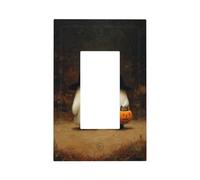 Placca da parete con due simpatici fantasmi bianchi nel bosco per interruttore della luce a bilanciere singolo 1 banda, decorazione per presa di corrente per casa, cucina, camera da letto, bagno